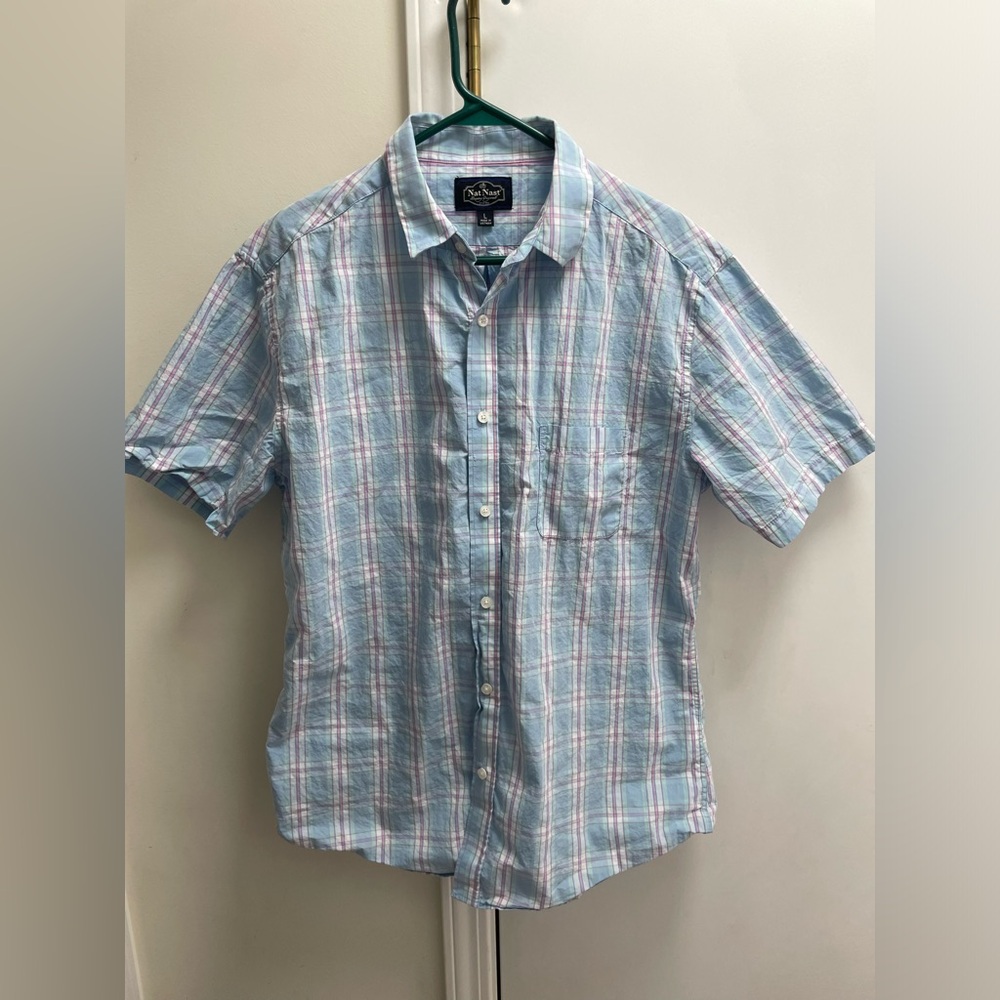 Men’s Nat Nast Short Sleeve Button Down Casual Shirt Size Large